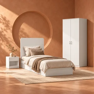 BNF Bedroom Set 2D Single White (3 PCs) 1