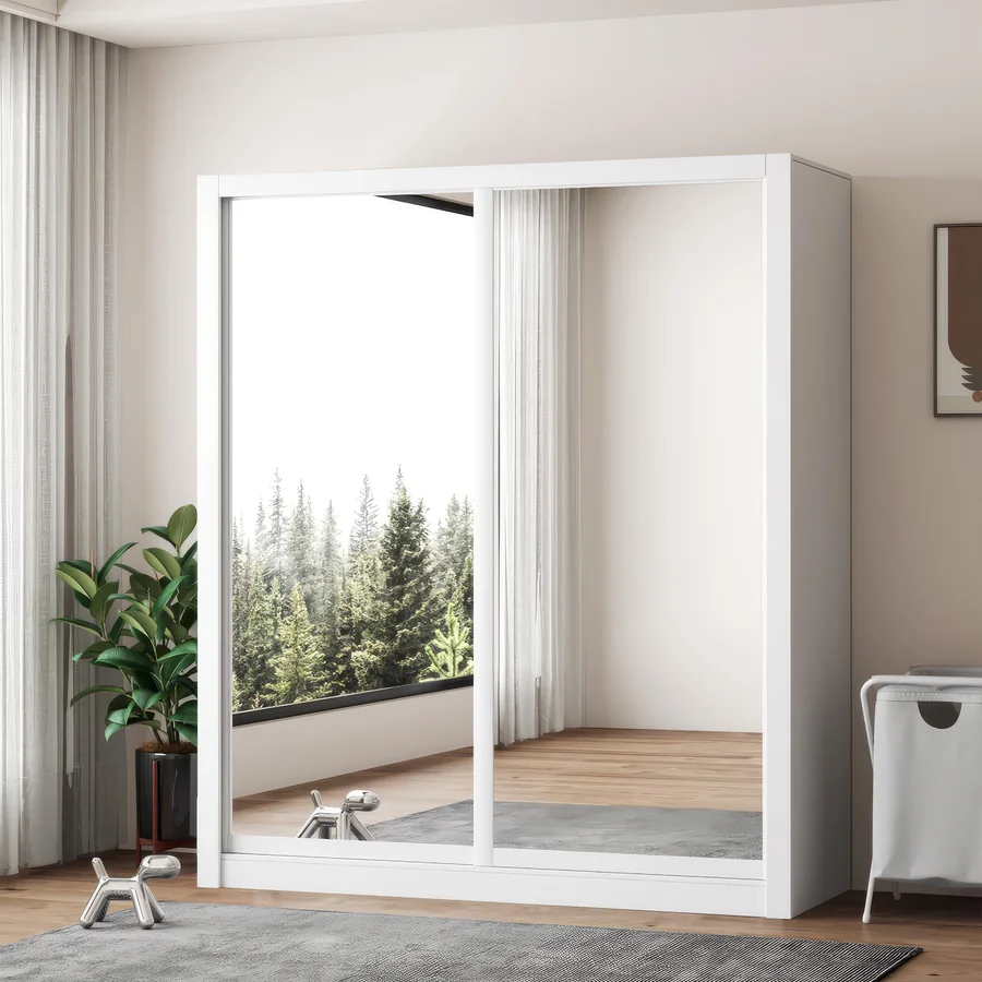 RIFA Full Mirror Sliding 2 Door Wardrobe