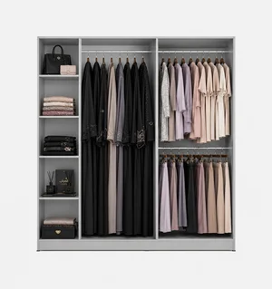 ORC 5 Door Wardrobe Grey-white With Mirror 3
