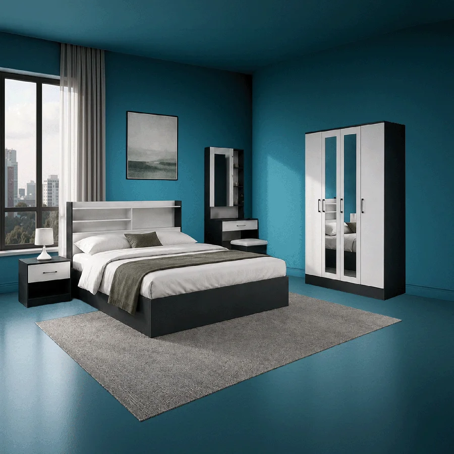 FZ Grey-white 4 Door Bedroom Set Single