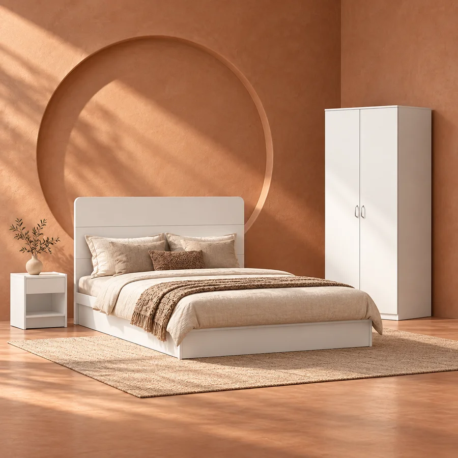 BNF Bedroom Set 2D Queen White (3 PCs)
