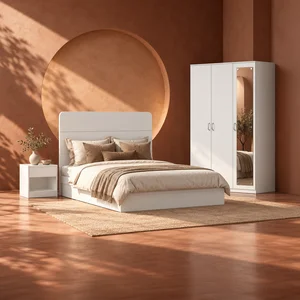 BNF Bedroom Set 3D Double White (3 PCs) 1